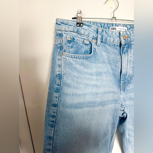 Zara z1975 high waist Straight leg jeans medium light wash NWT Size 42 USA 10 - Picture 8 of 11